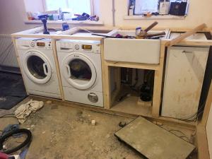 Sink, washer and dryer installed